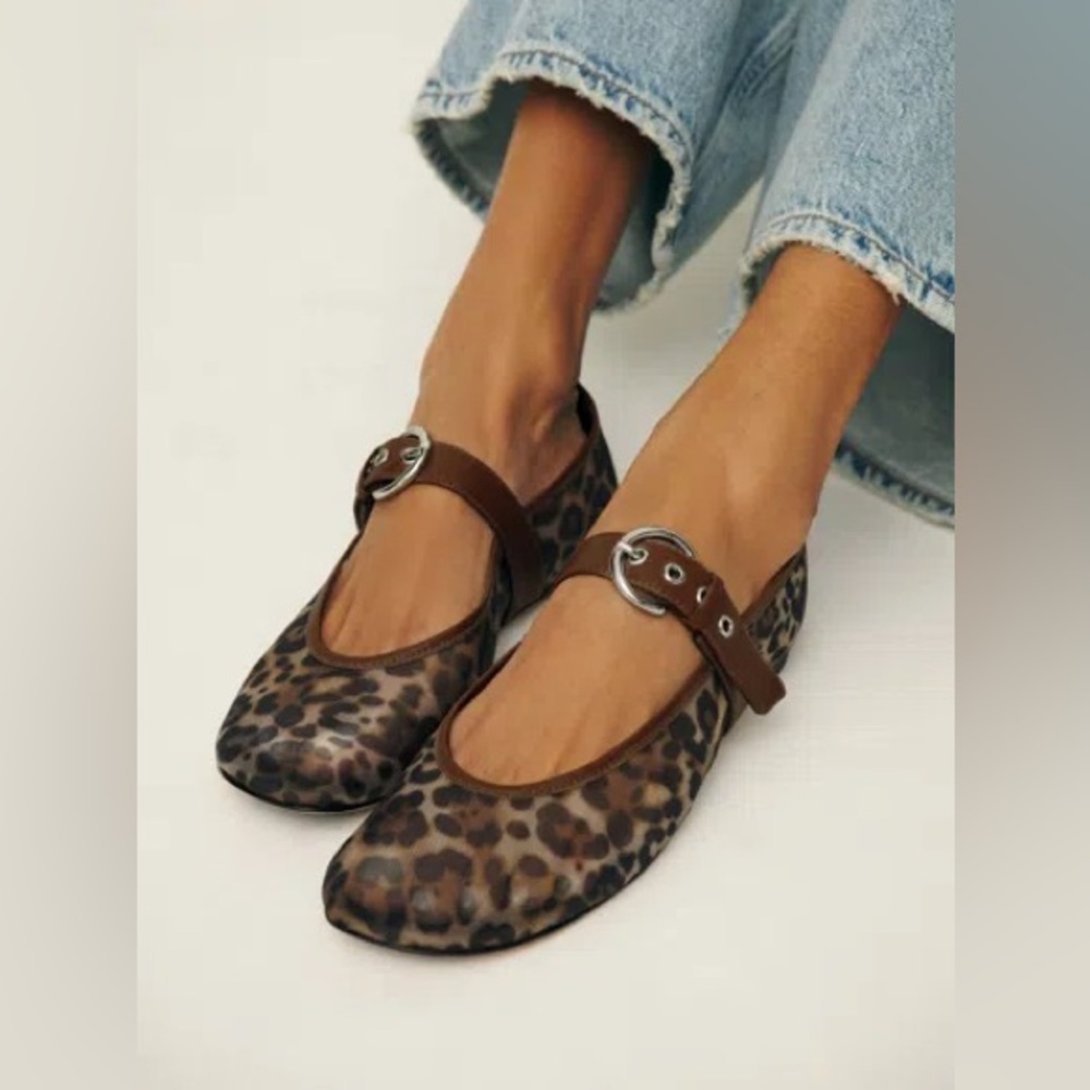 Reformation Bethany Ballet Flat Leopard Mesh - Picture 2 of 13
